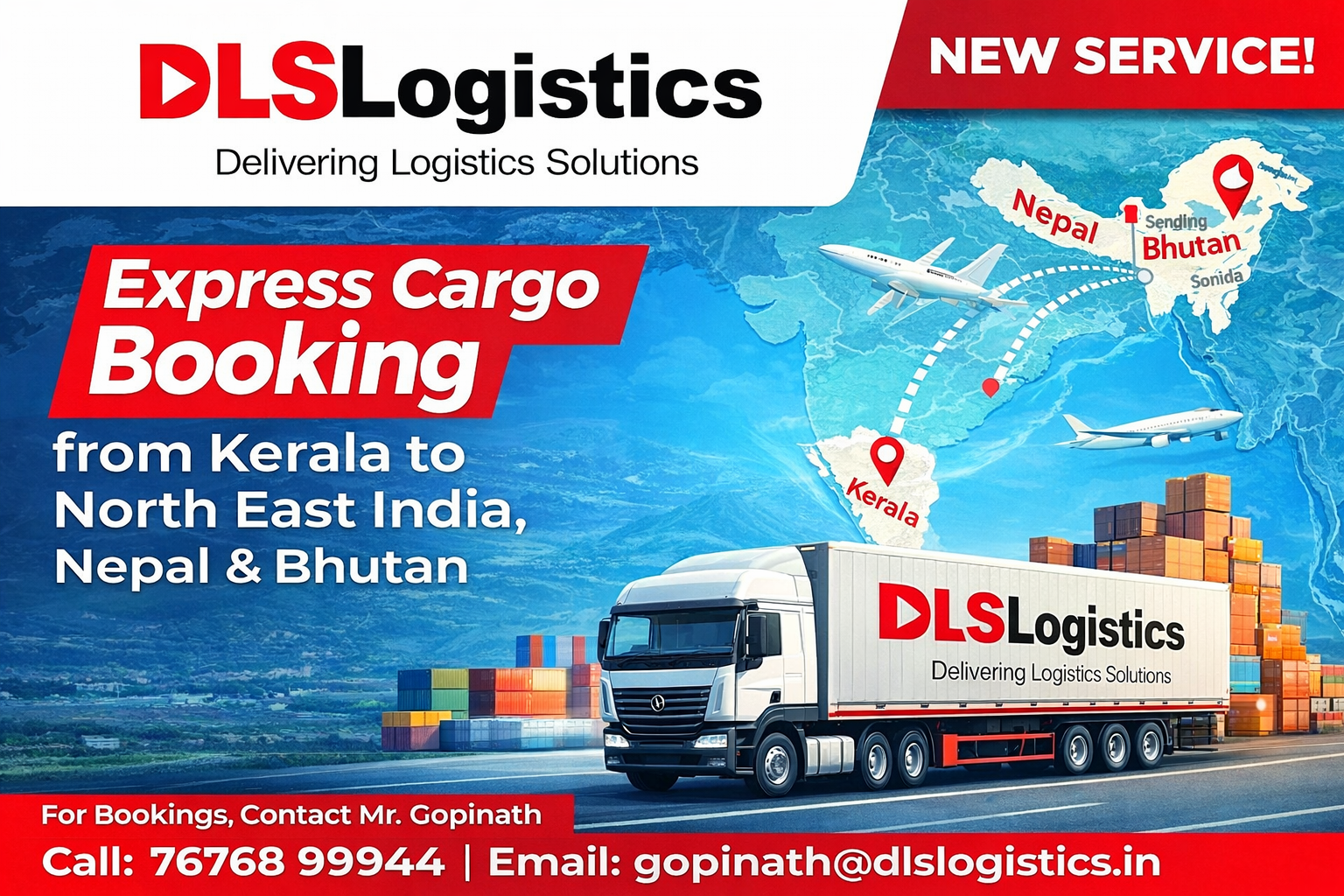 Express Cargo Booking from Kerala to North East India, Nepal & Bhutan - Contact Mr. Gopinath at 76768 99944